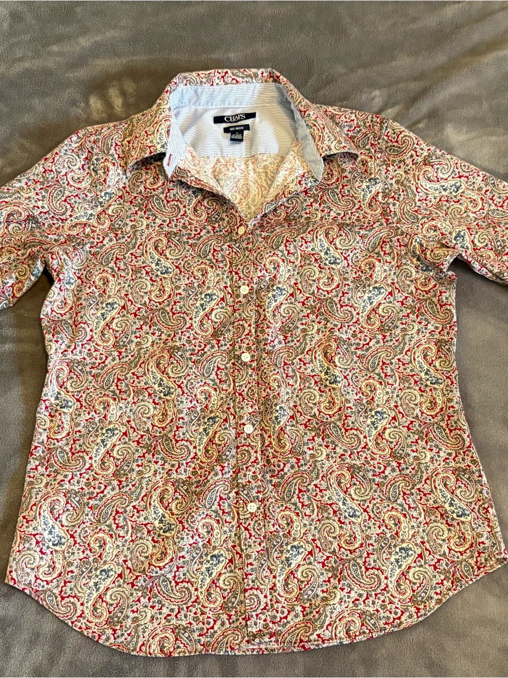 Chaps woman’s no iron Paisley Button Down Shirt size M| Long Sleeve Collared
